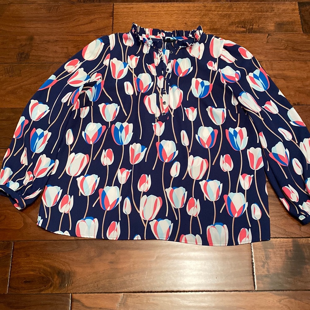Talbots Blue Floral Blouse